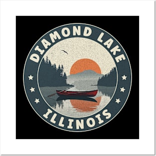 Diamond Lake Illinois Sunset Posters and Art